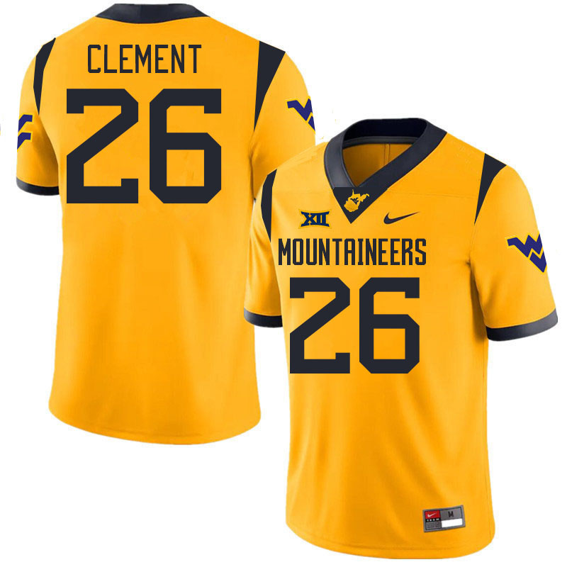 #26 Murphy Clement West Virginia Mountaineers College 2024 New Uniforms Football Jerseys Stitched Sale-Gold